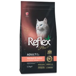 Reflex Plus Premium Adult Cat Food - Hairball & Indoor Salmon 1.5kg