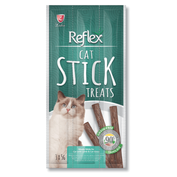 Reflex Adult Cat Treats Lamb & Cat Grass 15g -min