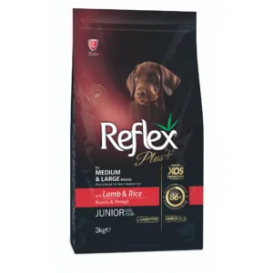 SHORT EXPIRY-CLEARANCE: Reflex Plus Medium/Large Breed JUNIOR Dog Food - Lamb and Rice 3kg