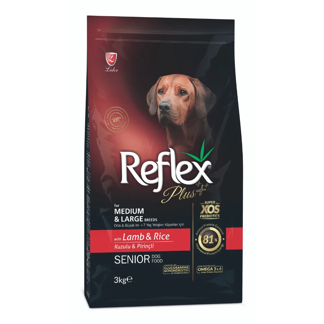 Reflex Plus Premium Adult Dog Food - Medium/Large Breed Senior Lamb & Rice 3kg