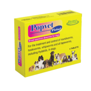 Popvet - Broad Spectrum dewormer for Dogs (Pack of 4 tabs)