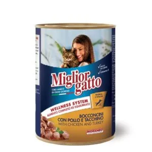 Migliorgatto CHUNKS WITH CHICKEN AND TURKEY 405Gr