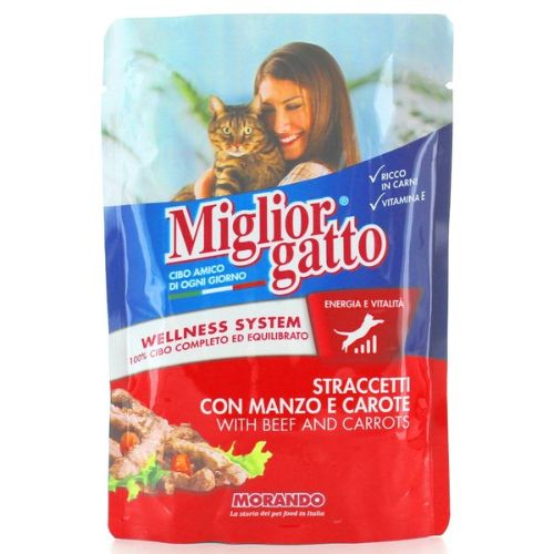 Migliorgatto Pouch strips Beef and Carrots 100Gr