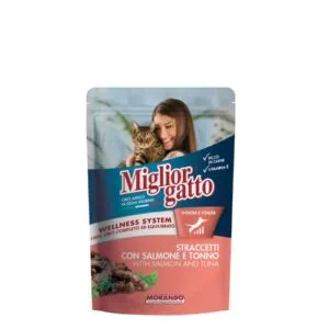 Migliorgatto Pouch strips Salmon and Tuna 100Gr