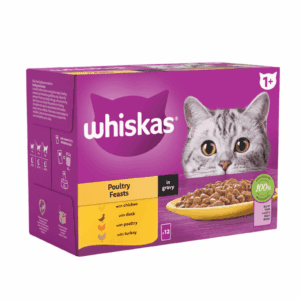 WHISKAS ADULT CAT POUCHES-POULTRY/FEASTS M/PAK 12X85G