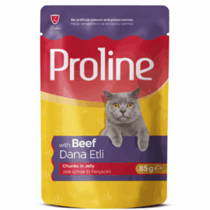 PROLINE CAT FOOD POUCH – BEEF CHUNKS IN JELLY  85G