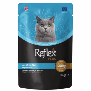 REFLEX PLUS CAT FOOD POUCH – WHITE FISH CHUNKS IN GRAVY 85G