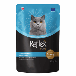 REFLEX PLUS CAT FOOD POUCH - WHITE FISH CHUNKS IN GRAVY 85GR